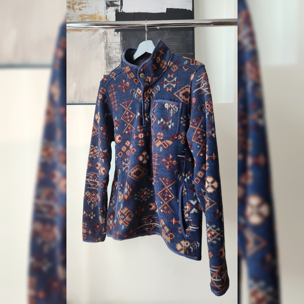 Men's Blue Patterned Crewneck Sweater